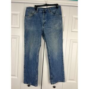 Vtg Lee Straight Leg Jeans Mens 36 x 31 Blue Denim Medium Wash Fading